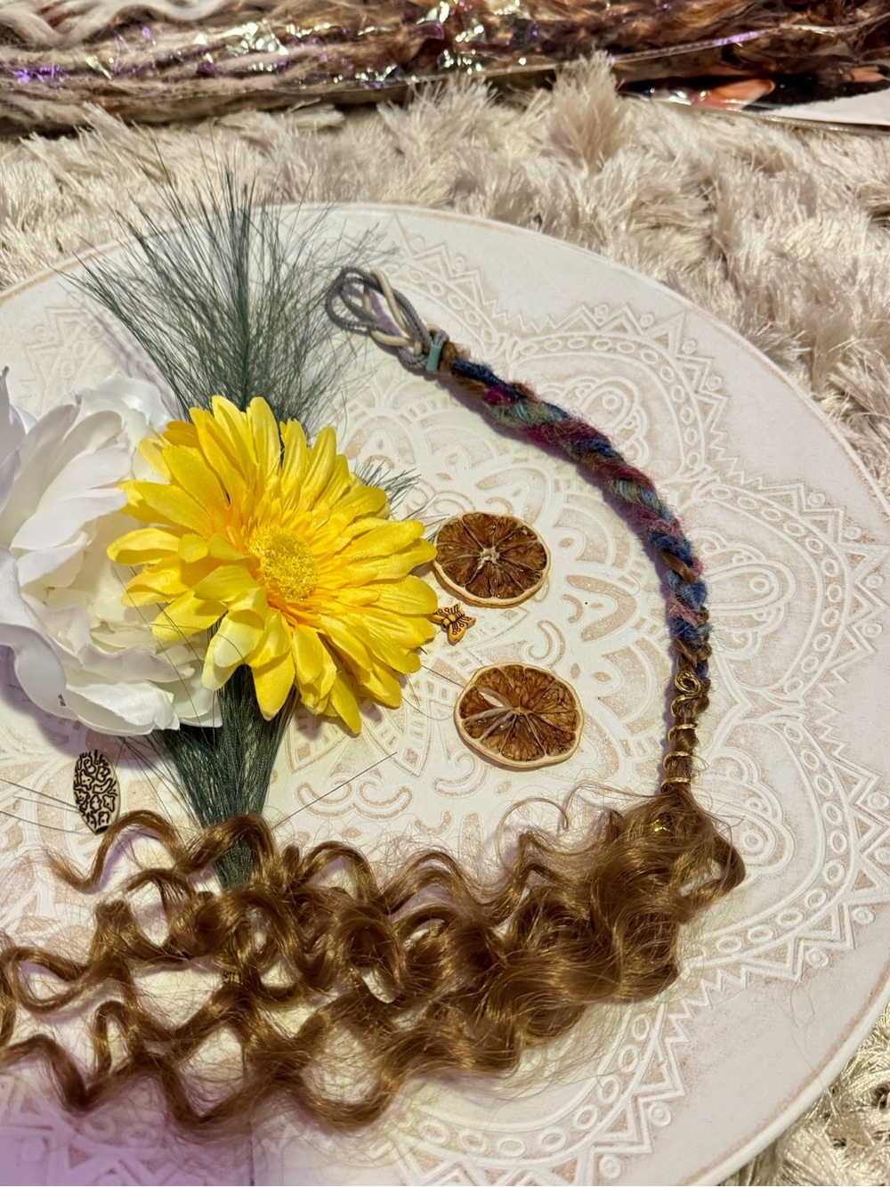 Colorful Braided Hair Extension Accent - Pink & Purple Blend - Picture 9 of 12